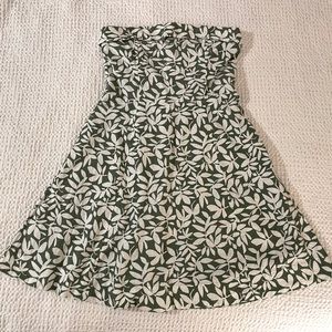 Abercrombie Strapless Linen-Blend Mini Dress - Green Floral - Size Small Tall